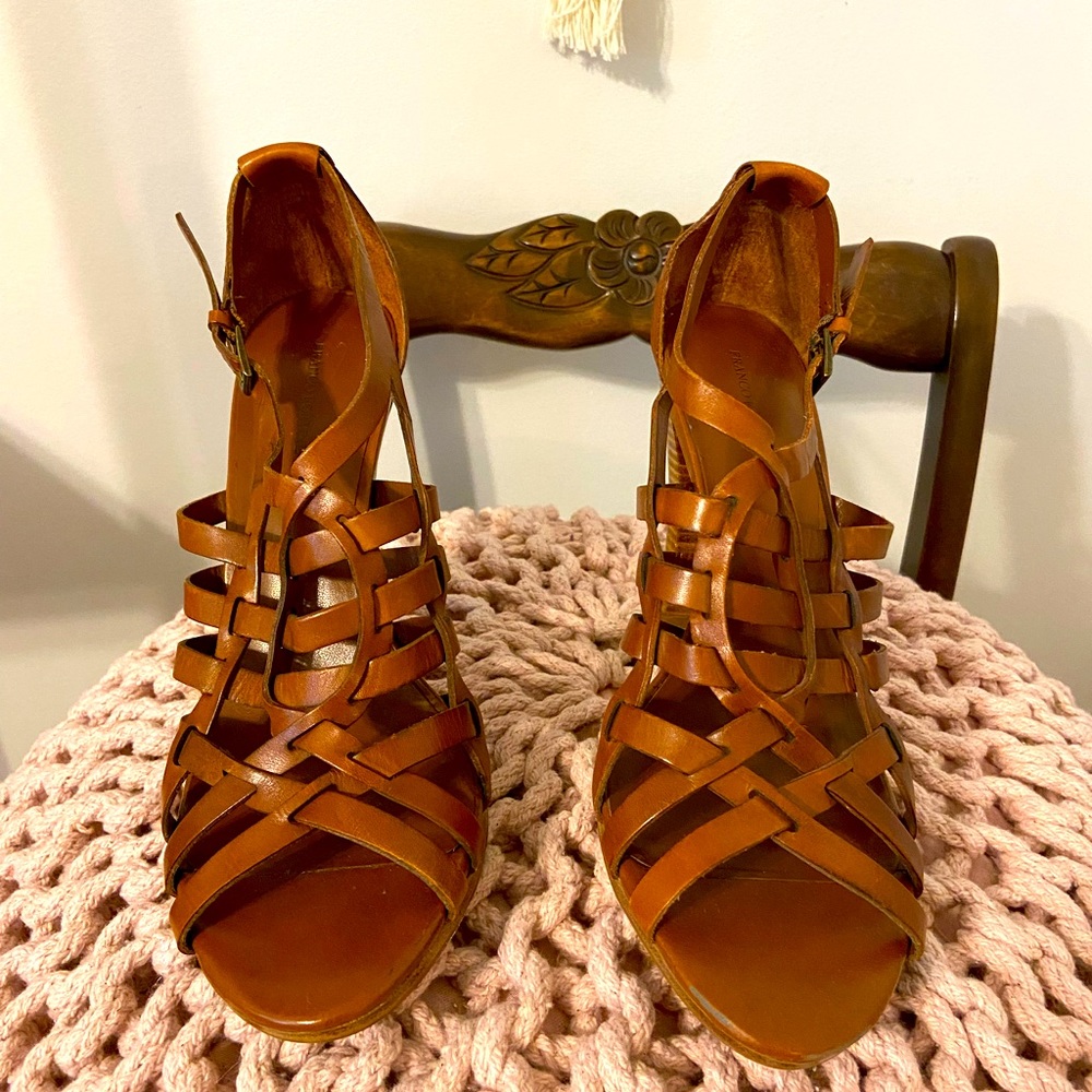 Brown Leather heels. Size 9. Franco Fortini.